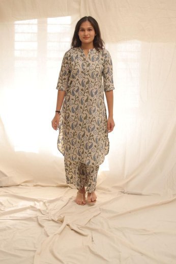 Ivory Paisley Block Print Kurta Set