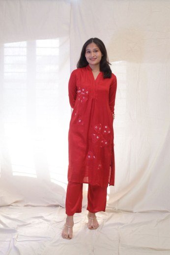 Scarlet Bandhani Patchwork Cotton Set